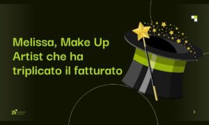 Illustrazione con cilindro da prestigiatore e bacchetta magica che rappresenta la trasformazione di Melissa, Make Up Artist freelance che ha triplicato il fatturato in 90 giorni con Accademia Freelance