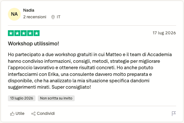 Recensione Trustpilot di Nadia