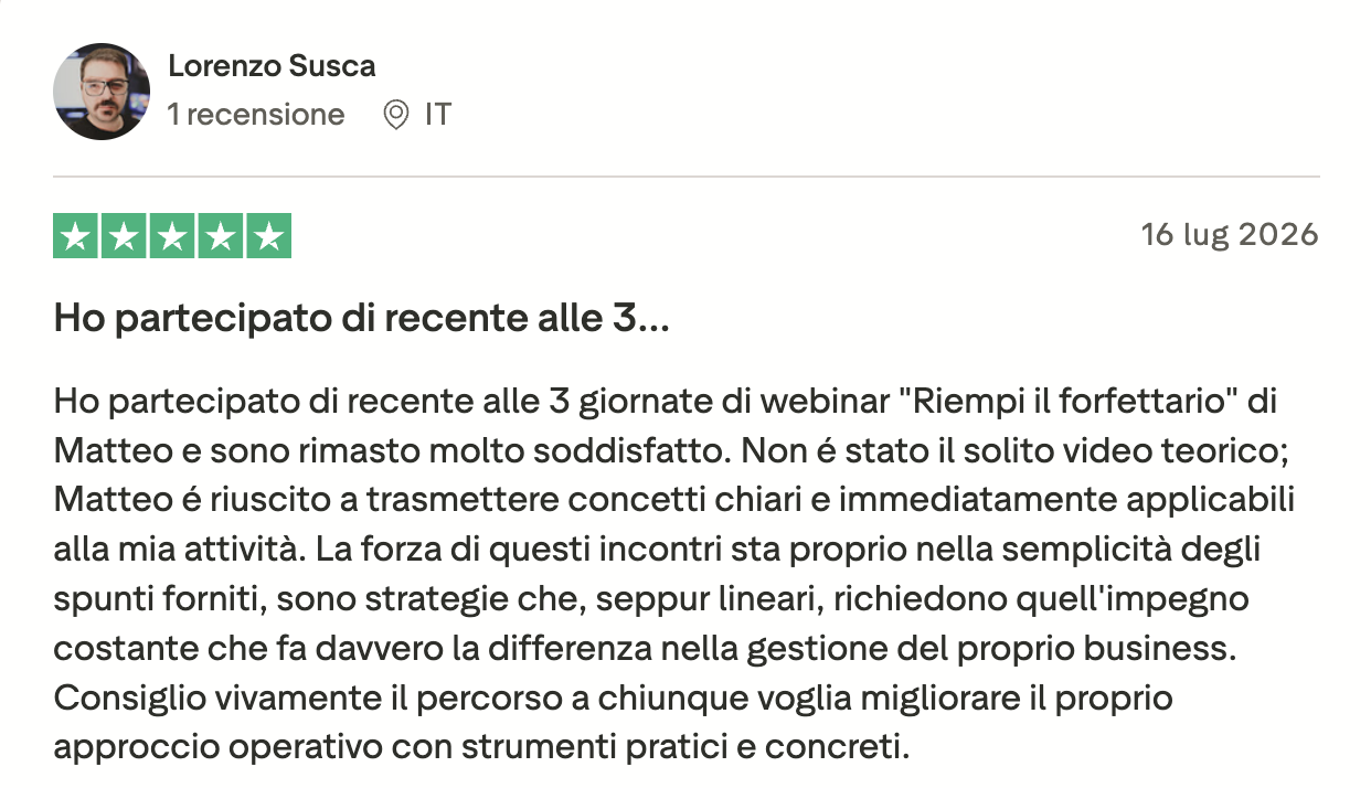 Recensione Trustpilot di Lorenzo Susca