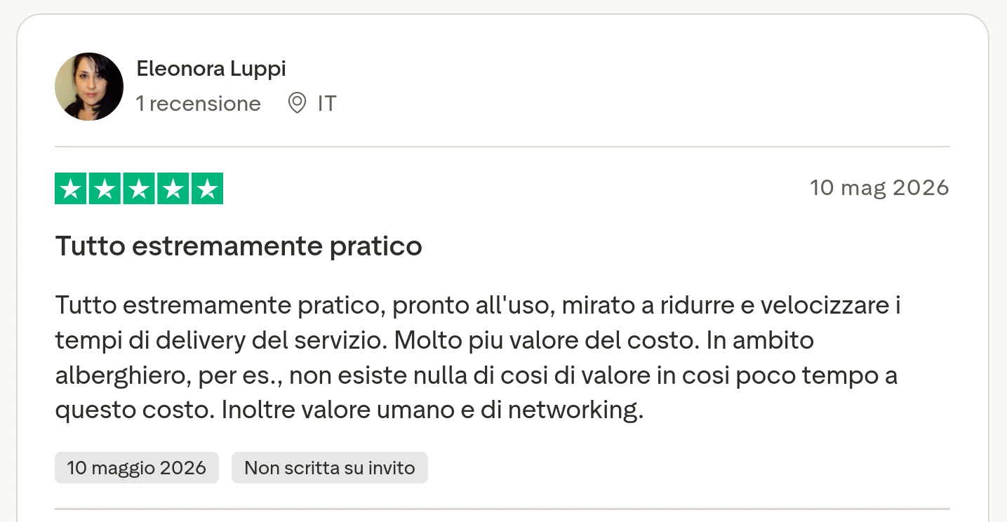 Recensione Trustpilot 5 stelle di Eleonora Luppi