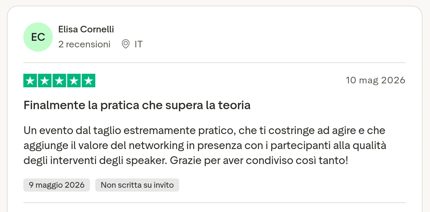 Recensione Trustpilot 5 stelle di Elisa Cornelli