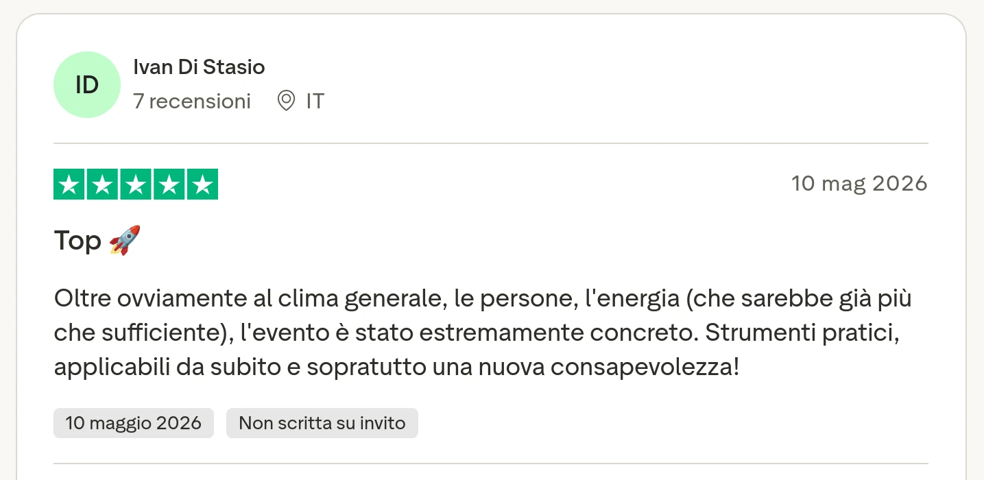 Recensione Trustpilot 5 stelle di Ivan Di Stasio