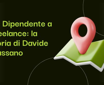 Mappa con pin rosso che simboleggia nuove coordinate di vita - Da Dipendente a Freelance: la storia di Davide Massano